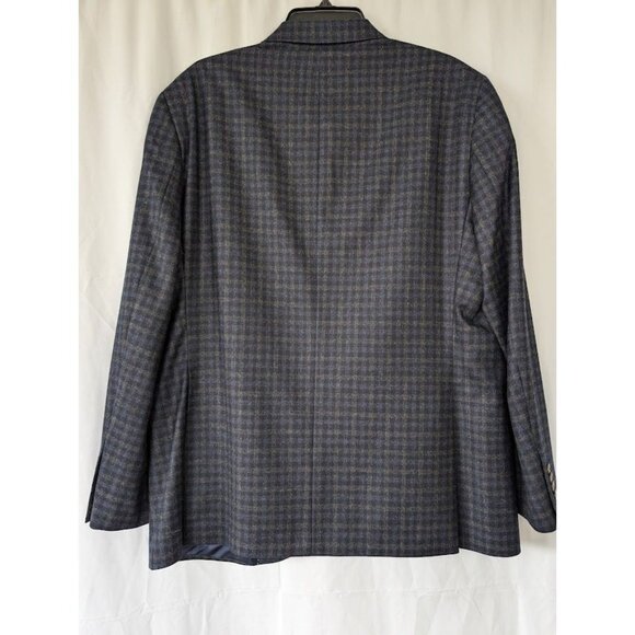 Jack Victor Blazer SUPPER 110"S Conway Men's Size 44R 100% Wool Blue Plaid NEW - Picture 2 of 5